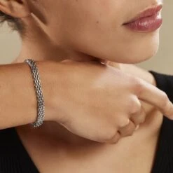 Bracelet Metropolitan Maille Fantaisie Acier Blanc -Garmin Soldes FIBFBW0181 model1