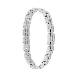 Bracelet Yoela Maille Grain De Riz Acier Blanc -Garmin Soldes FIBFBW0348 view1
