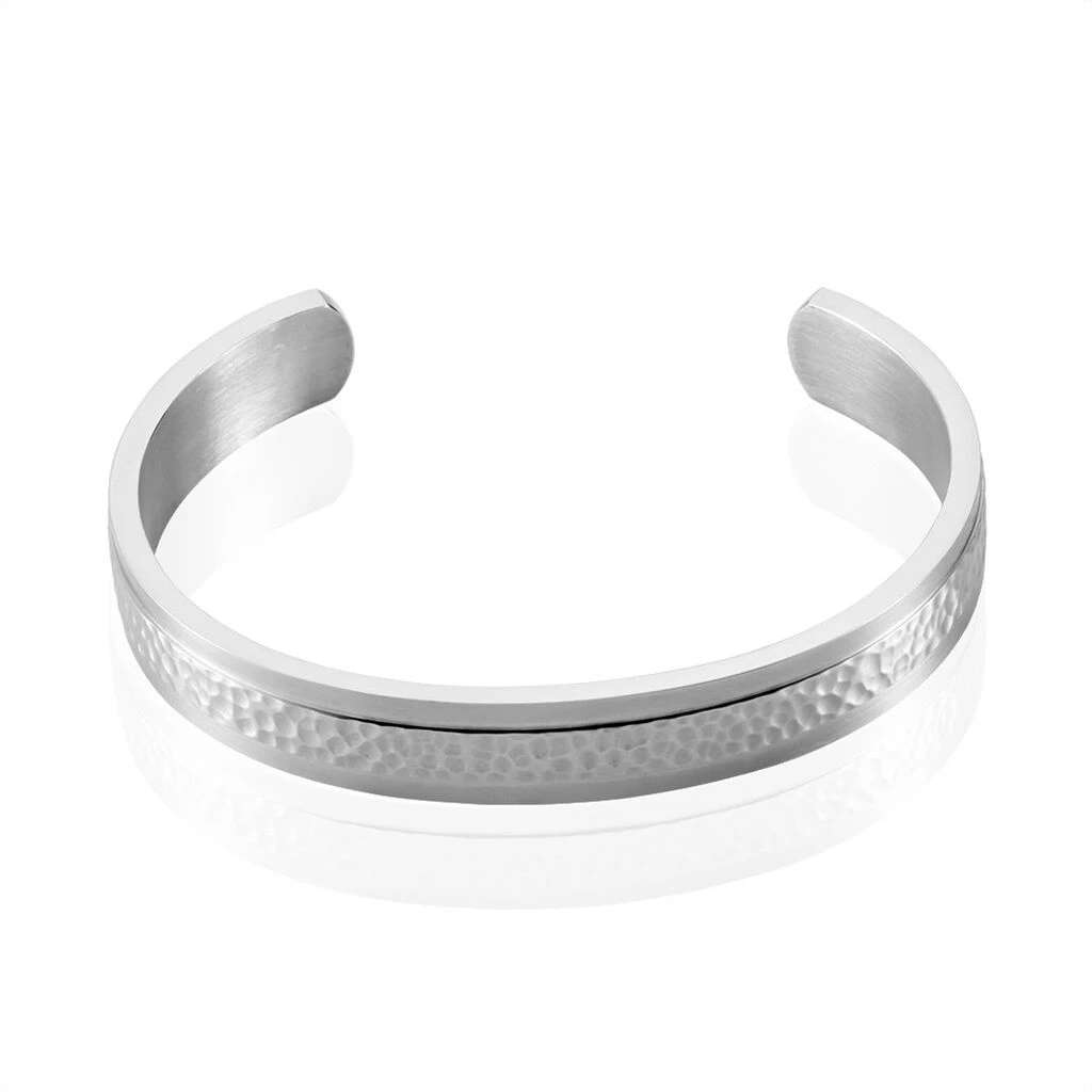 Bracelet Jonc Ouvert Acier Blanc Vincentius 3 Bracelet Jonc Ouvert Acier Blanc Vincentius