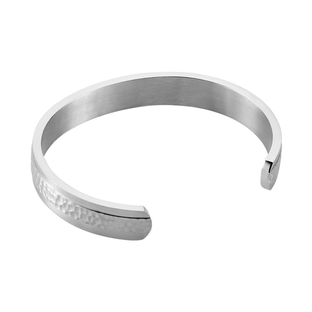 Bracelet Jonc Ouvert Acier Blanc Vincentius 4 Bracelet Jonc Ouvert Acier Blanc Vincentius – Image 2