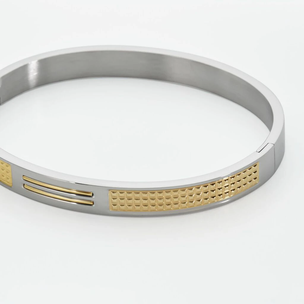 Bracelet Jonc Fermé Acier Blanc Et Plaqué Or Apollo 4 Bracelet Jonc Fermé Acier Blanc Et Plaqué Or Apollo – Image 2