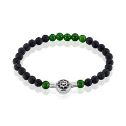 Bracelet Acier Lysane Boules Noires Vertes