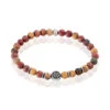 Bracelet Acier Huguesi Boules Oeil De Tigre