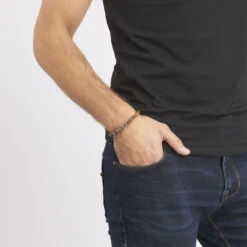 Bracelet Acier Huguesi Boules Oeil De Tigre -Garmin Soldes FIBHBXM039 view3