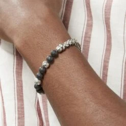 Bracelet Kiyo Acier Blanc Pierre De Lave -Garmin Soldes FIBHBXN064 model1