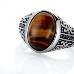 Chevalière Acier Vieilli Keegan œil De Tigre 11 Chevalière Acier Vieilli Keegan œil De Tigre -Garmin Soldes FIHHGQM001 view3