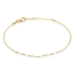 Bracelet Plaqué Or Jaune Aglaya Perles D'imitation