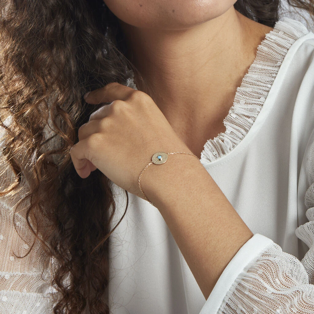 Bracelet Plaqué Or Jaune Zoila Pierre De Synthese 5 Bracelet Plaqué Or Jaune Zoila Pierre De Synthese – Image 3