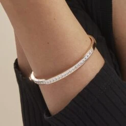 Bracelet Jonc Frieda Plaqué Or Jaune Oxyde De Zirconium -Garmin Soldes FQBFJZW167 model1