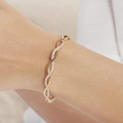 Bracelet Jonc Imae Plaqué Or Jaune Oxyde De Zirconium -Garmin Soldes FQBFJZW249 model1