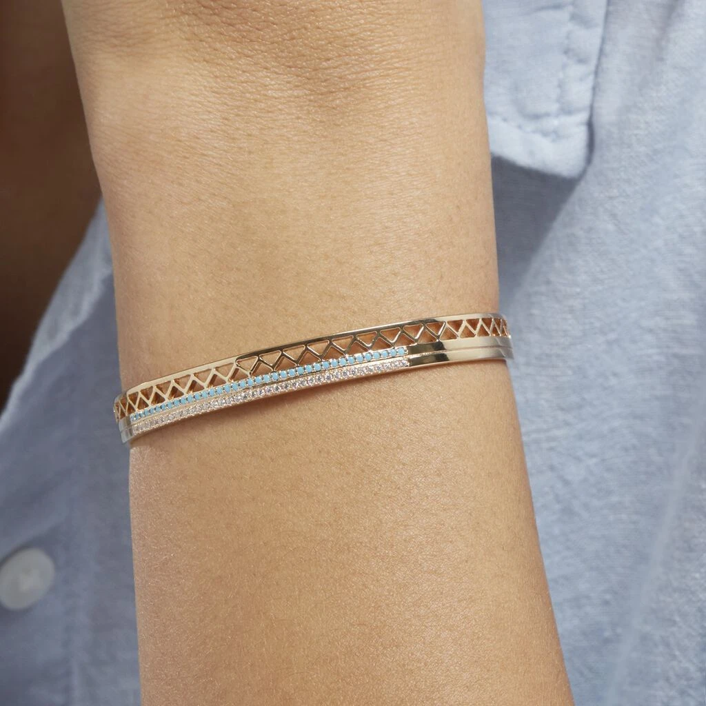 Bracelet Jonc Zoila Plaqué Or Pierre De Synthese Et Oxyde 6 Bracelet Jonc Zoila Plaqué Or Pierre De Synthese Et Oxyde – Image 4