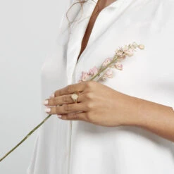 Chevalière Gwennen Plaqué Or Oxyde De Zirconium -Garmin Soldes FQDFJZW554 model0