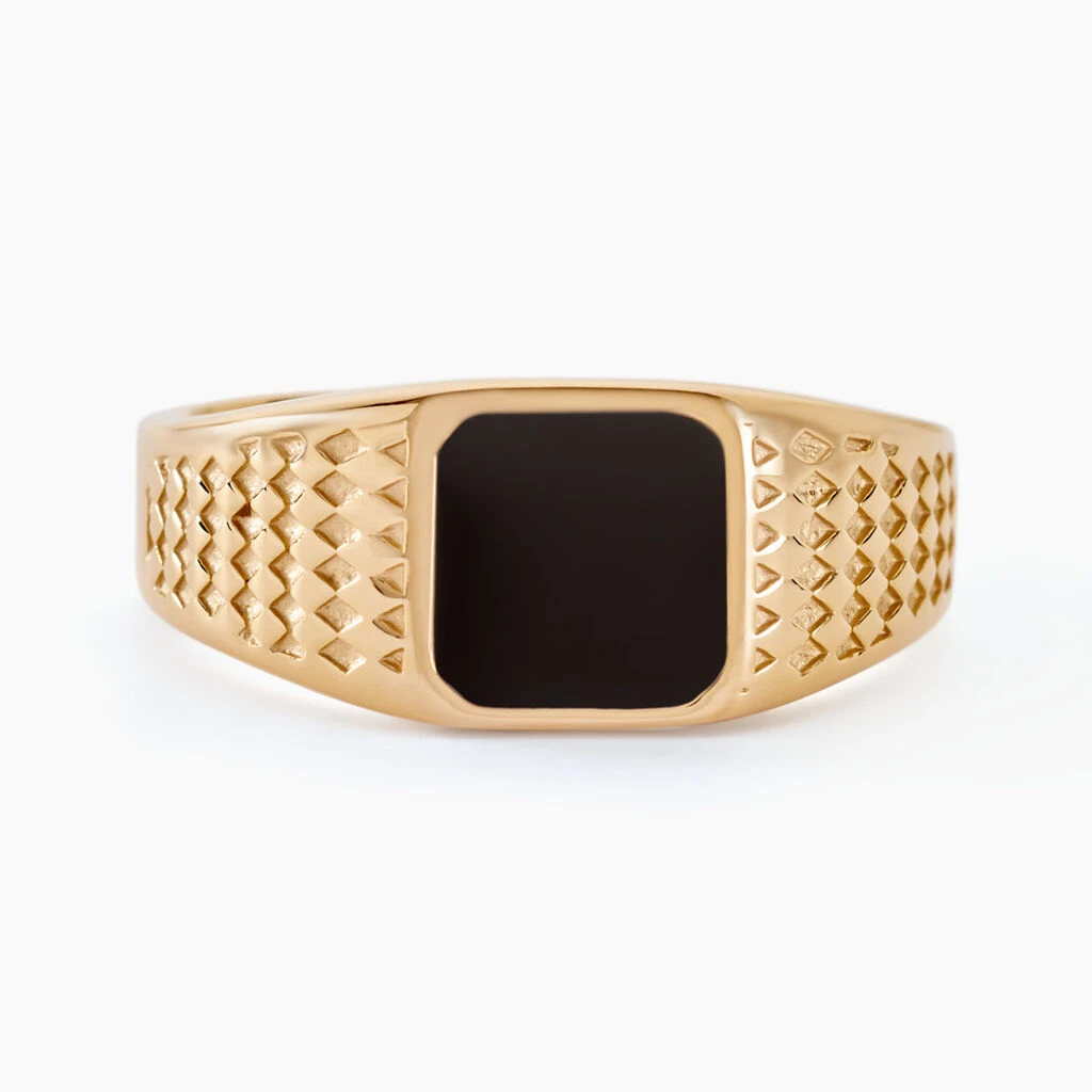Chevalière Plaqué Or Jaune Ariston Email Noir 3 Chevalière Plaqué Or Jaune Ariston Email Noir