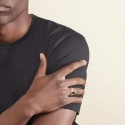 Chevalière Plaqué Or Jaune Carson Email Noir -Garmin Soldes FQHHJWN006 model0