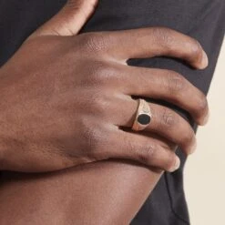 Chevalière Plaqué Or Jaune Carson Email Noir -Garmin Soldes FQHHJWN006 model1