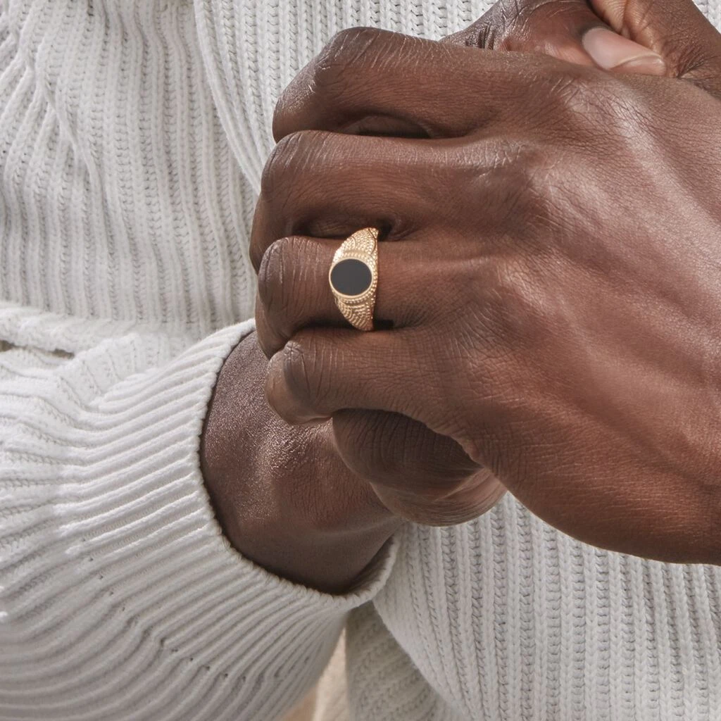 Chevalière Plaqué Or Jaune Azarel Email Noir 8 Chevalière Plaqué Or Jaune Azarel Email Noir – Image 6