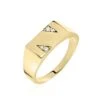 Chevalière Plaqué Or Jaune Asa Oxydes De Zirconium
