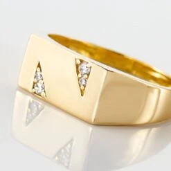 Chevalière Plaqué Or Jaune Asa Oxydes De Zirconium -Garmin Soldes FQHHJZW105 view3