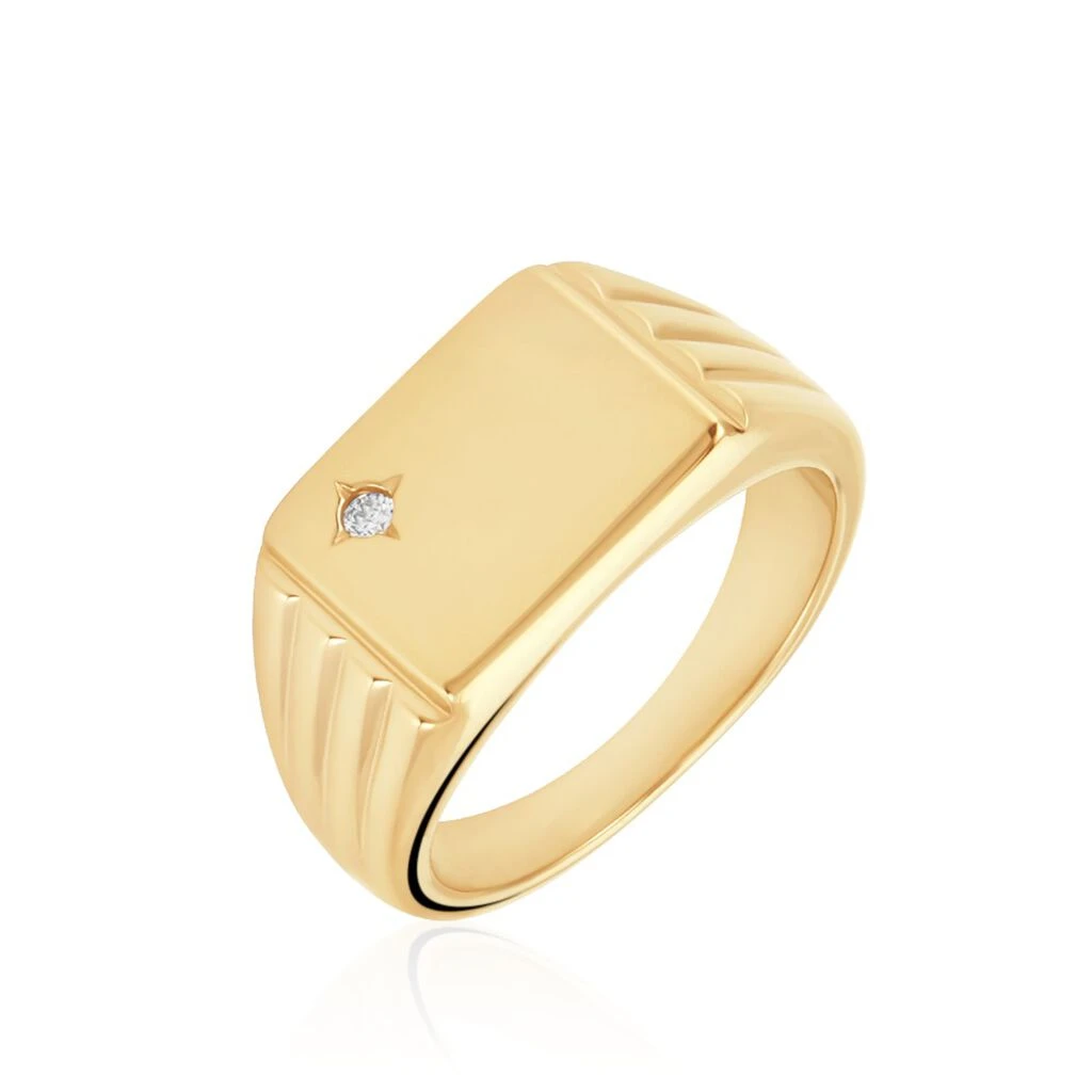 Chevalière Plaqué Or Jaune Guillermo Oxyde De Zirconium 3 Chevalière Plaqué Or Jaune Guillermo Oxyde De Zirconium