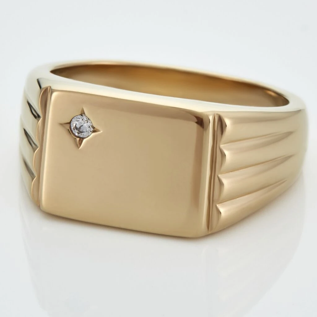 Chevalière Plaqué Or Jaune Guillermo Oxyde De Zirconium 6 Chevalière Plaqué Or Jaune Guillermo Oxyde De Zirconium – Image 4