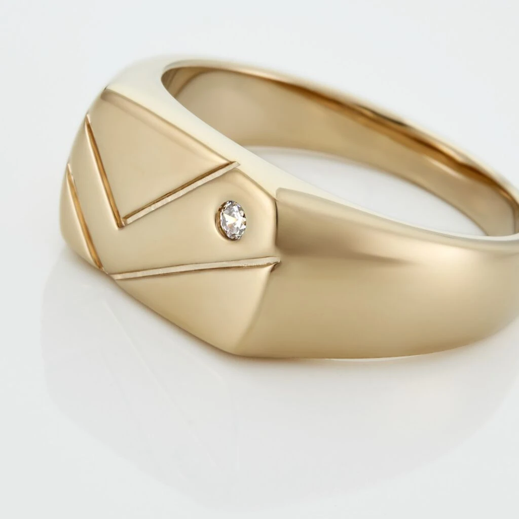 Chevalière Plaqué Or Jaune Gyorgy Oxyde De Zirconium 6 Chevalière Plaqué Or Jaune Gyorgy Oxyde De Zirconium – Image 4