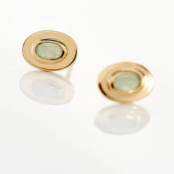 Boucles D'oreilles Puces Veina Plaqué Or Jaune Aventurine -Garmin Soldes FQOFJAV003 view2