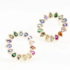 Boucles D'oreilles Pendantes Plaqué Or Jaune Ethem Pierres -Garmin Soldes FQOFJX2177 view2