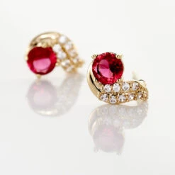 Boucles D'oreilles Puces Tyana Plaqué Or Jaune Oxyde De Zirconium -Garmin Soldes FQOFJXR007 view2