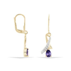 Boucles D'oreilles Pendantes Dyanah Plaque Or Jaune Oxyde De Zirconium -Garmin Soldes FQOFJZI013 view1