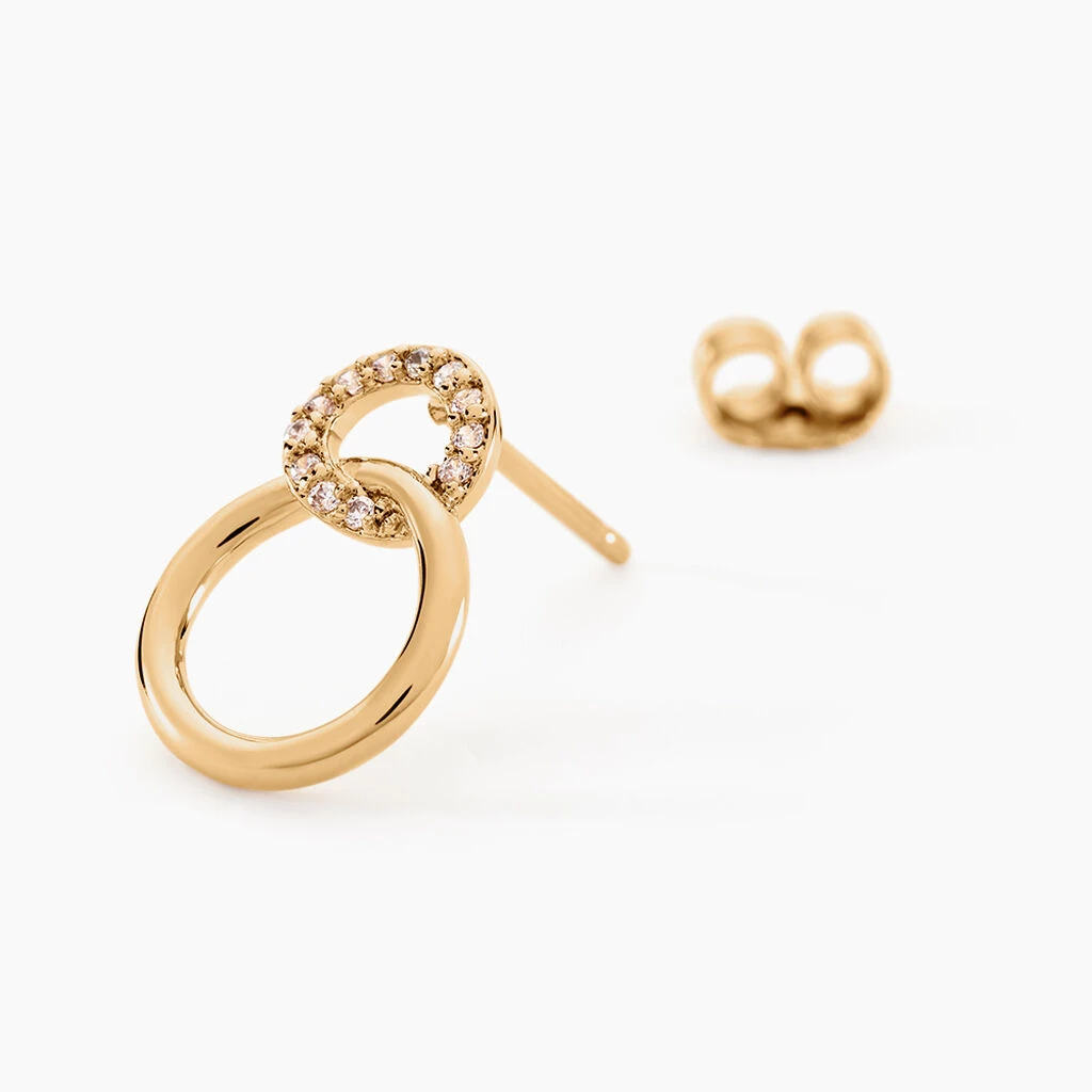 Boucles D'oreilles Pendantes Essia Plaqué Or Jaune Oxyde De Zirconium 4 Boucles D'oreilles Pendantes Essia Plaqué Or Jaune Oxyde De Zirconium – Image 2