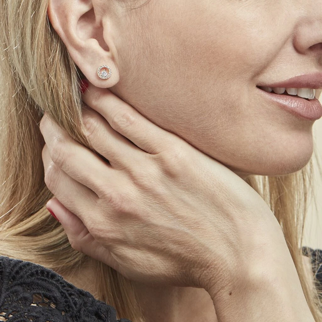 Boucles D'oreilles Puces Lila Plaqué Or Jaune Oxyde De Zirconium 6 Boucles D'oreilles Puces Lila Plaqué Or Jaune Oxyde De Zirconium – Image 4