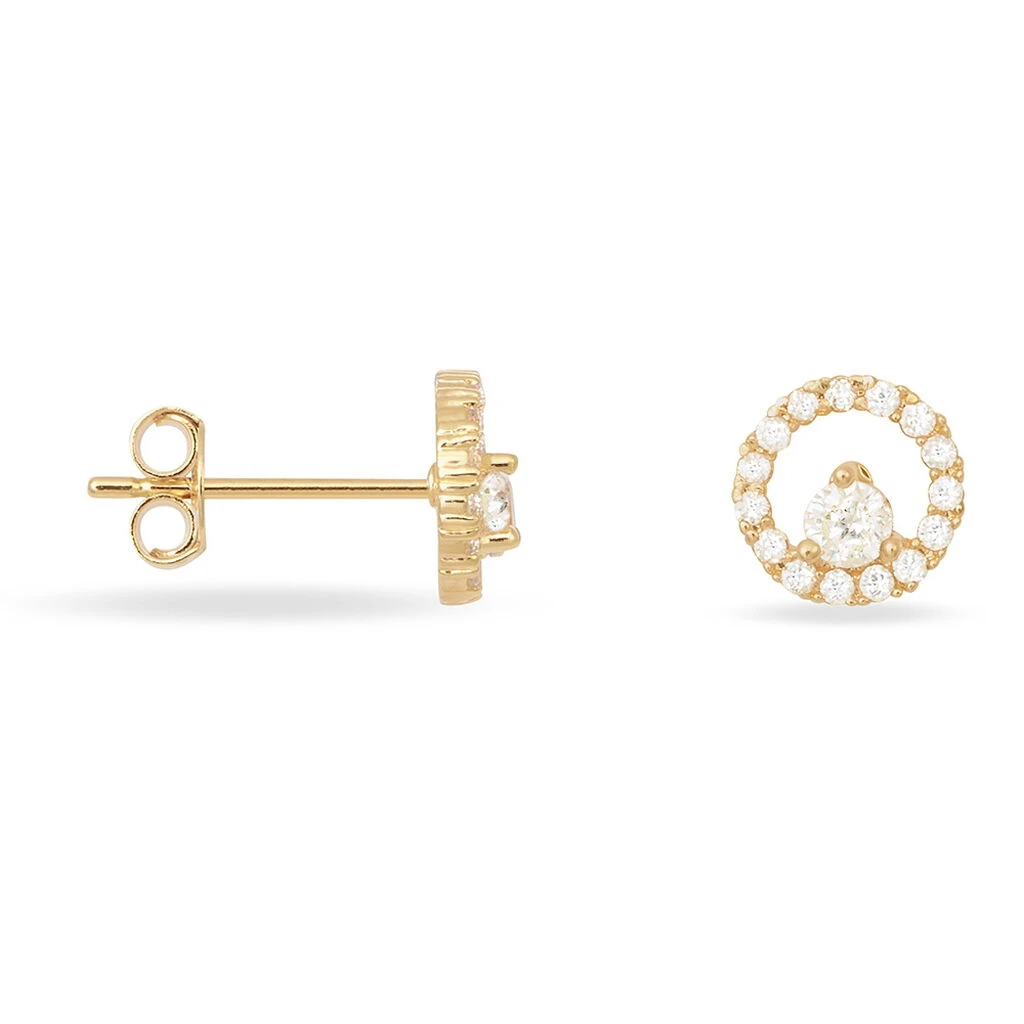 Boucles D'oreilles Puces Lila Plaqué Or Jaune Oxyde De Zirconium 4 Boucles D'oreilles Puces Lila Plaqué Or Jaune Oxyde De Zirconium – Image 2