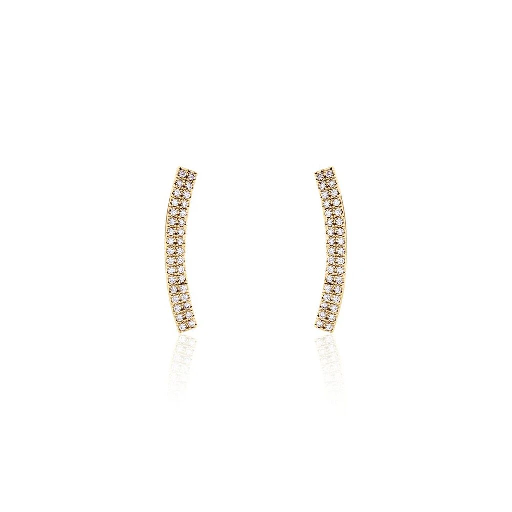 Boucles D'oreilles Jennyferine Plaqué Or Jaune Oxydes De Zirconium 3 Boucles D'oreilles Jennyferine Plaqué Or Jaune Oxydes De Zirconium