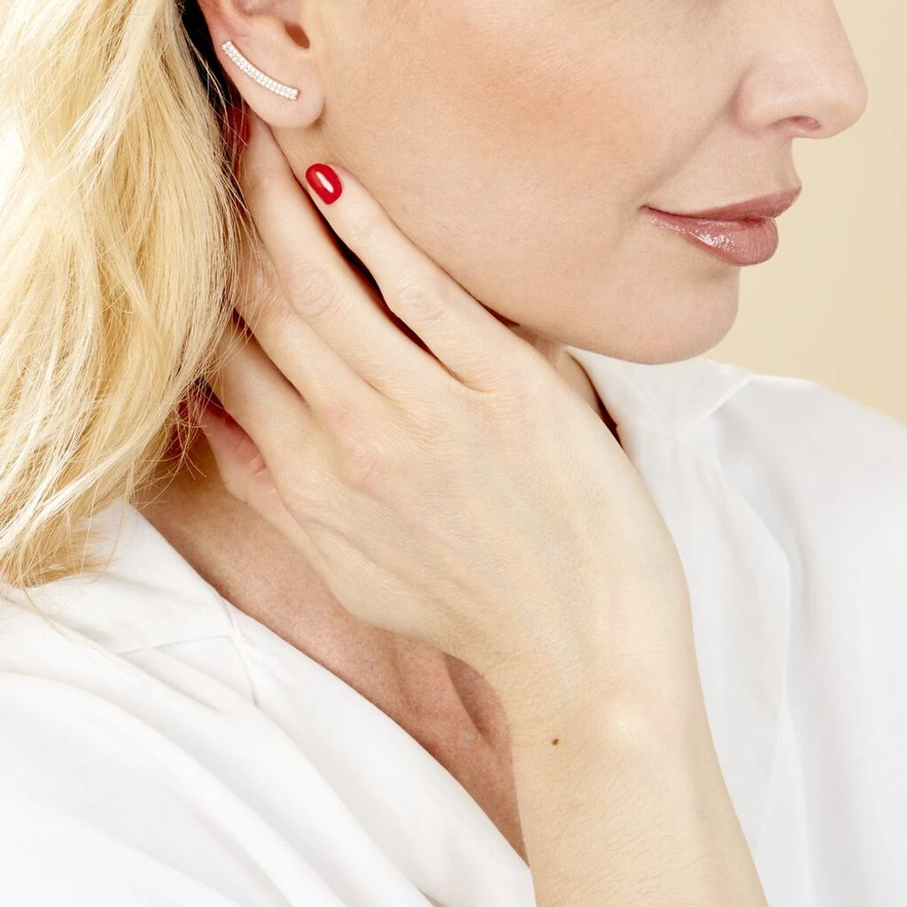 Boucles D'oreilles Jennyferine Plaqué Or Jaune Oxydes De Zirconium 6 Boucles D'oreilles Jennyferine Plaqué Or Jaune Oxydes De Zirconium – Image 4