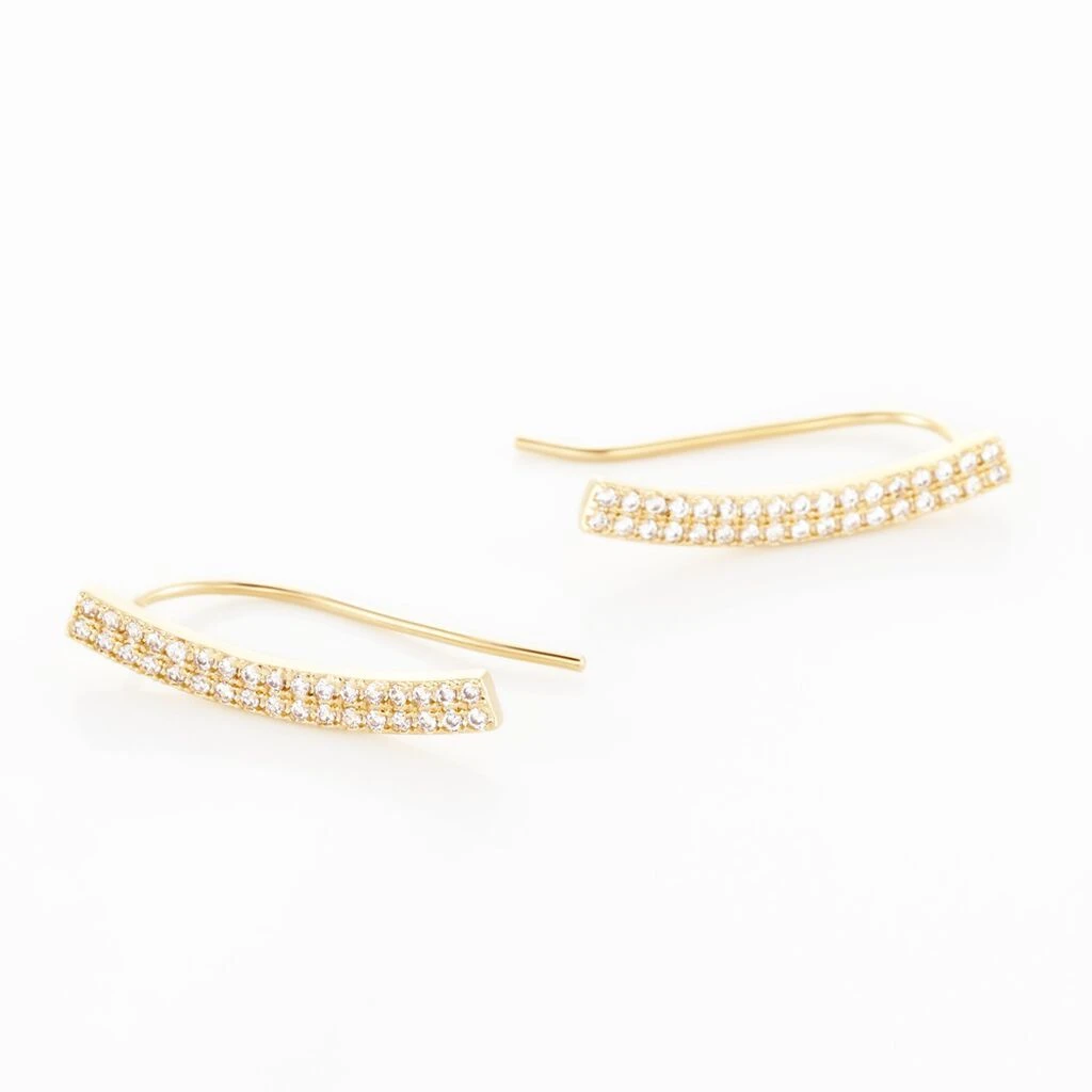 Boucles D'oreilles Jennyferine Plaqué Or Jaune Oxydes De Zirconium 5 Boucles D'oreilles Jennyferine Plaqué Or Jaune Oxydes De Zirconium – Image 3