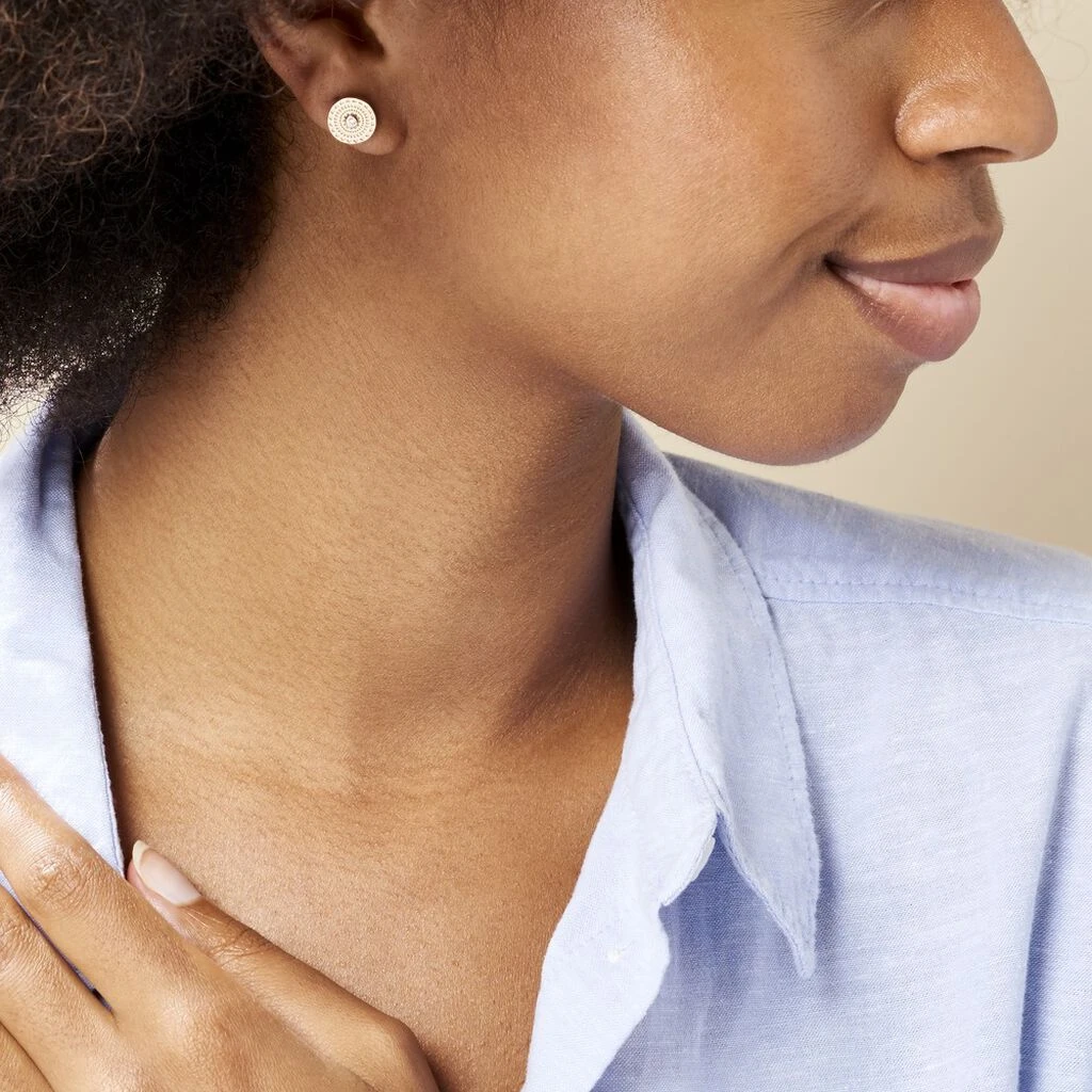 Boucles D'oreilles Puces Carmina Plaqué Or Jaune Oxyde De Zirconium 6 Boucles D'oreilles Puces Carmina Plaqué Or Jaune Oxyde De Zirconium – Image 4