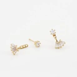 Bijoux D'oreilles Plaqué Or Jaune Allon Oxydes De Zirconium -Garmin Soldes FQOFJZW595 view2