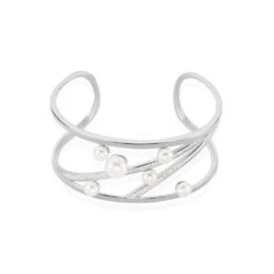 Bracelet Jonc Nissi Argent Blanc Perle De Culture Oxyde De Zirconium