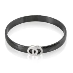 Bracelet Jonc Argent Blanc Oxyde De Zirconium Et Céramique