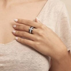Bague Ceramik Design Argent Blanc Céramique Et Oxyde De Zirconium -Garmin Soldes MADFBXN036 model1