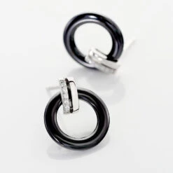 Boucles D'oreilles Pendantes Bertillianne Argent Céramique Et Oxyde -Garmin Soldes MAOFBXN073 view2