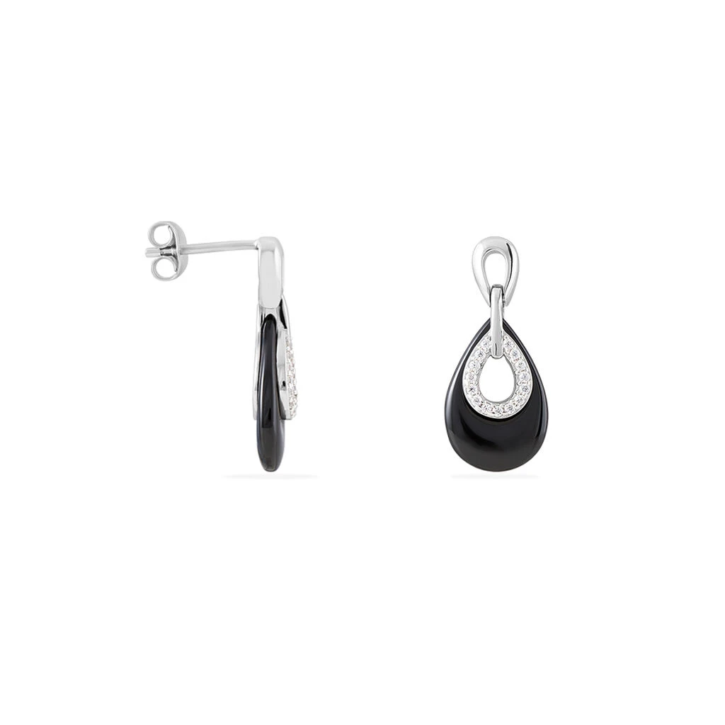 Boucles D'oreilles Pendantes Héléane Argent Blanc Céramique Et Oxyde 4 Boucles D'oreilles Pendantes Héléane Argent Blanc Céramique Et Oxyde – Image 2