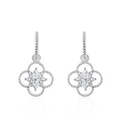 Boucles D'oreilles Pendantes Laetizia Fleur Argent Oxyde De Zirconium