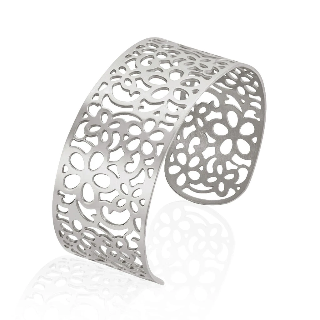 Bracelet Manchette Brenda Acier Blanc 3 Bracelet Manchette Brenda Acier Blanc