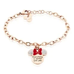 Bracelet Disney Acier Doré Rose Cristaux