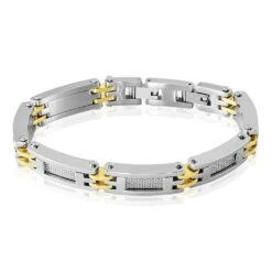 Bracelet Jourdan Zephir Acier Bicolore Dore / Blanc