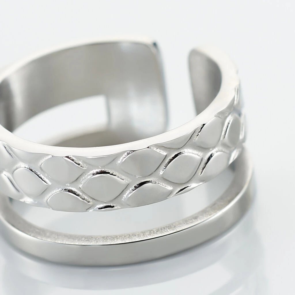 Bague Ajustable Abram Acier Blanc 6 Bague Ajustable Abram Acier Blanc – Image 4