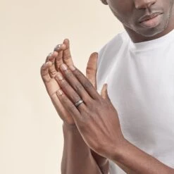 Bague Jourdan Homme Liorin Acier Bicolore Noir Et Blanc Tungstene -Garmin Soldes MIDH2W0166 model1